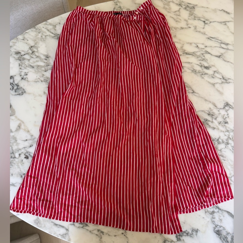 NWOT J. Crew Cotton Voile Beach Coverup Skirt Red & White Stripes Sz L Sold Out - Picture 4 of 8